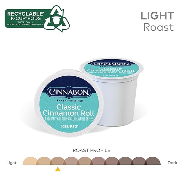 CINNABON CLASSIC CINNAMON ROLL KEURIG SINGLE-SERVE K-CUP PODS, LIGHT ROAST COFFEE, 48 COUNT