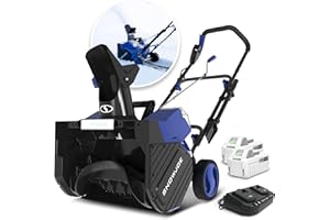 Snow Joe 48V Cordless Snow Blower Kit w/ 2x 4Ah Batteries, Dual-Port Charger & LED Headlight, 18" Clearing Path - Heavy-Duty 