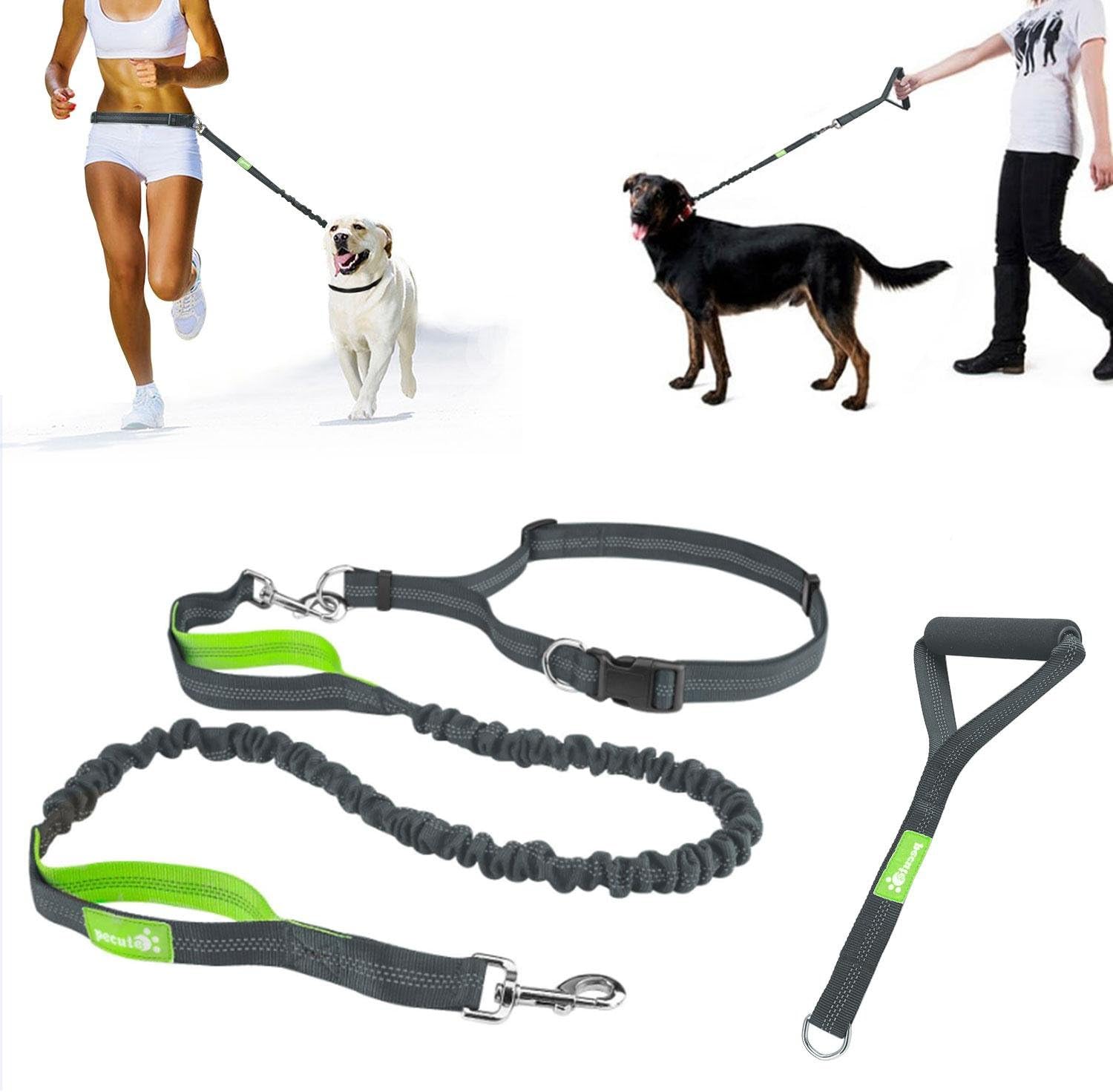 Pecute Dog Lead,Hands Free Dog LeadsDual Usage with Adjustable Waist Belt and Extra Handle