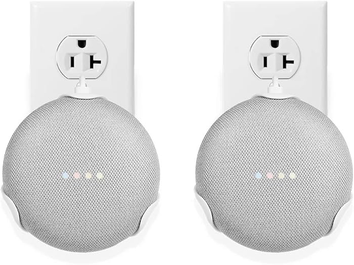 LANMU Wall Mount for Google Home Mini,Outlet Shelf Holder for Google Home Mini Smart Voice Assistants,Google Home Mini Space-Saving Accessories (2 Pack)