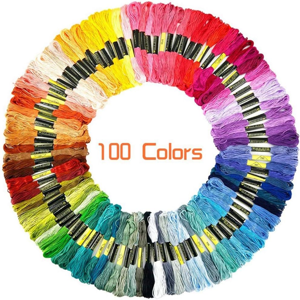 Amacoam Embroidery Threads Rainbow Color Embroidery Floss Cross Stitch Thread Craft Thread Sewing Thread for DIY Crafts Friendship Bracelets Cross Stitch Knitting 8m 100pcs Cotton Embroidery Yarn