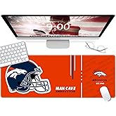 Large Gaming Mouse Pad, Extended Desk Mousepad with Stitched Edges, Football Computer Keyboard Pad,Orange Design for Sport Fans, 31.5 x 11.8 in