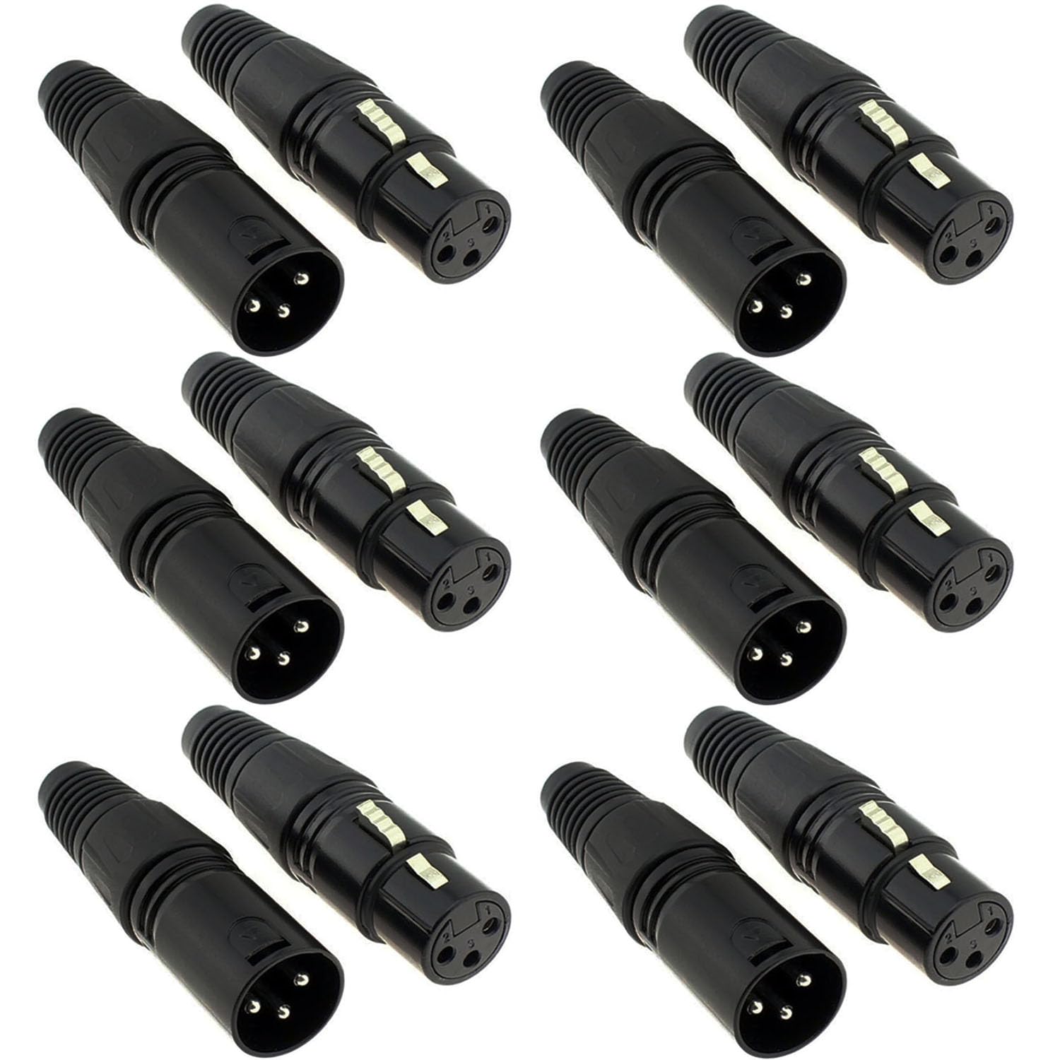 VISSQH 12 x 3 Pin XLR Connectors,XLR Solder Connector Microphone Audio Socket,3 Pin Microphone Cable Plug XLR Male Female Panel Mount Connector,for Microphone Speaker(black)