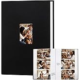 Aevdor 450 Pockets Photo Album 4x6 with Writing Space, Large Capacity Baby Wedding Family Picture Album with Notes, Linen Cover Acid Free Pages Photo Book for Family Wedding Baby Party Pictures, Black