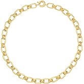 Aobei Pearl 18K Gold Plated Paperclip Chain Choker Satellite Chain Freshwater Cultured Biwa Pearl Pendant Necklace Dainty Jewelry for Women