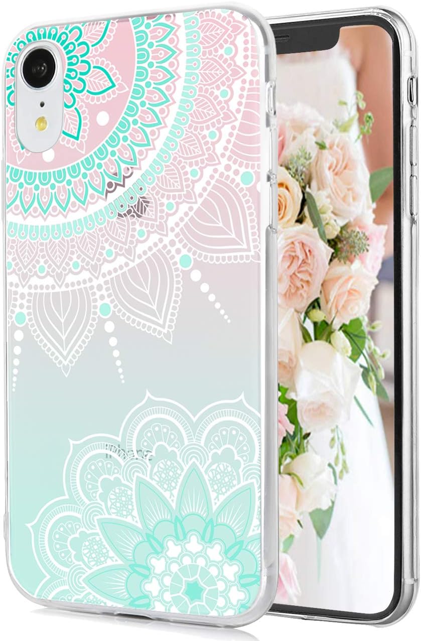 TRENSOM iPhone 8 Plus Lace Paisley Case iPhone 7 Plus Case Floral White Mandala Pattern Clear IMD Hybrid Hard TPU Case Shockproof Phone Cases for Women Girls-[5.5"]