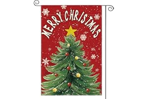 AVOIN colorlife Merry Christmas Garden Flag 12x18 Inch Double Sided Outside, Christmas Tree Star Winter Holiday Yard Outdoor Decorative Flag