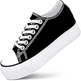 Platform Sneakers for Women 2 Inches Height Boost Hidden Wedge Sneakers, Height Increase Canvas Heel Sneakers Fashion White Sneakers for Women and Girls