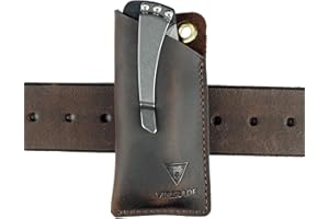 VIPERADE VIPERAED PJ11 EDC Small Leather Sheath for Belt,Leather Holster for Small Flashlight,Utility Small Leather Knife Sheath,Leather EDC Pocket Slip for Small Multitools