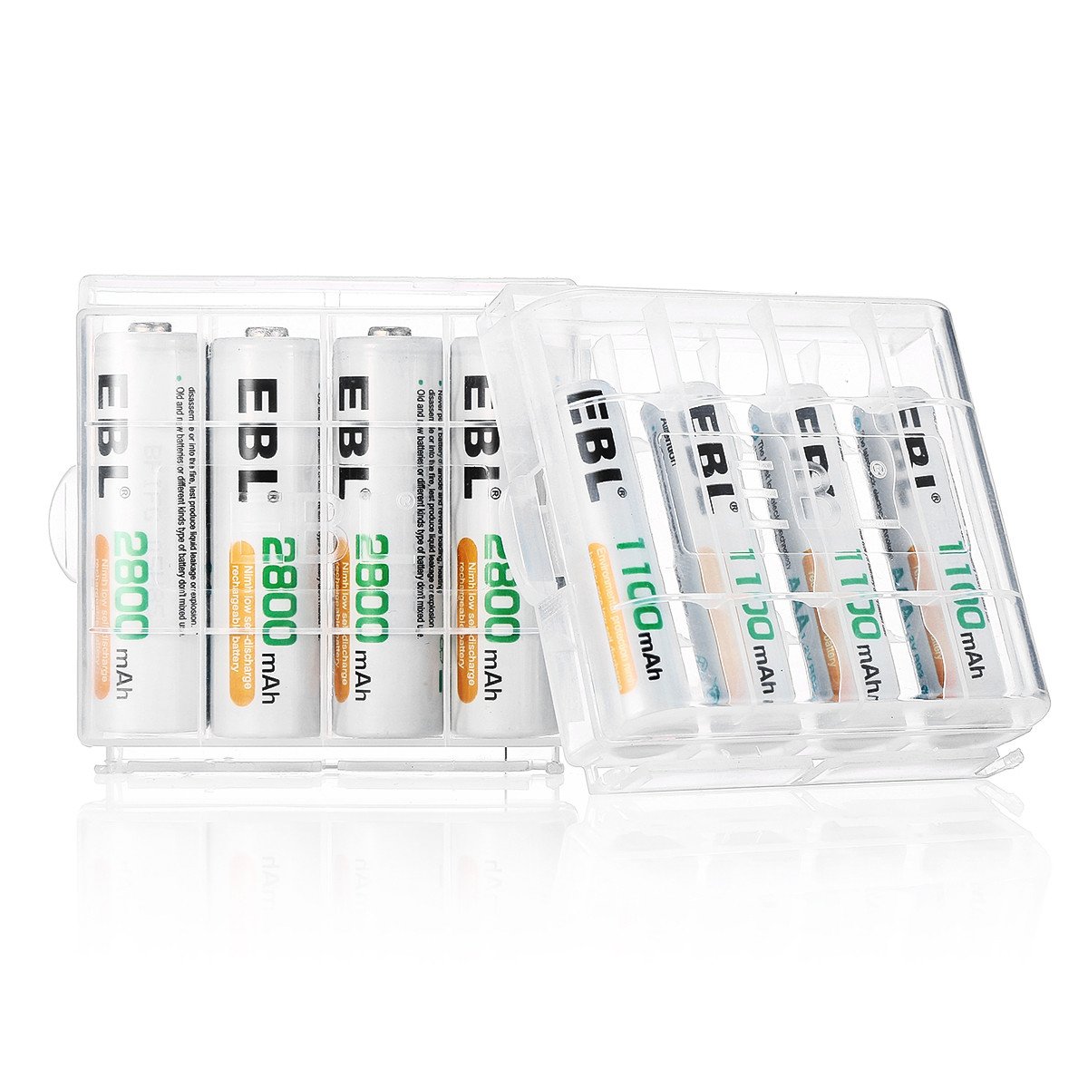 EBL Chargeur de Piles AA AAA 8 Slots avec Piles Rechargeables Ni-MH [4 pcs] AA 2800mAh et [4 pcs] AAA 1100mAh