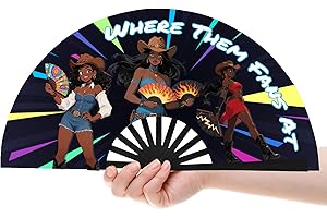 AYTHSRIC 13 inch Line Dance Popping Fan, Where Them Fans at Clack Fan, Boots On The Ground, Large Festival Folding Fans, Pop Fans for Women Foldable Wedding Dance Church Party (Style B)