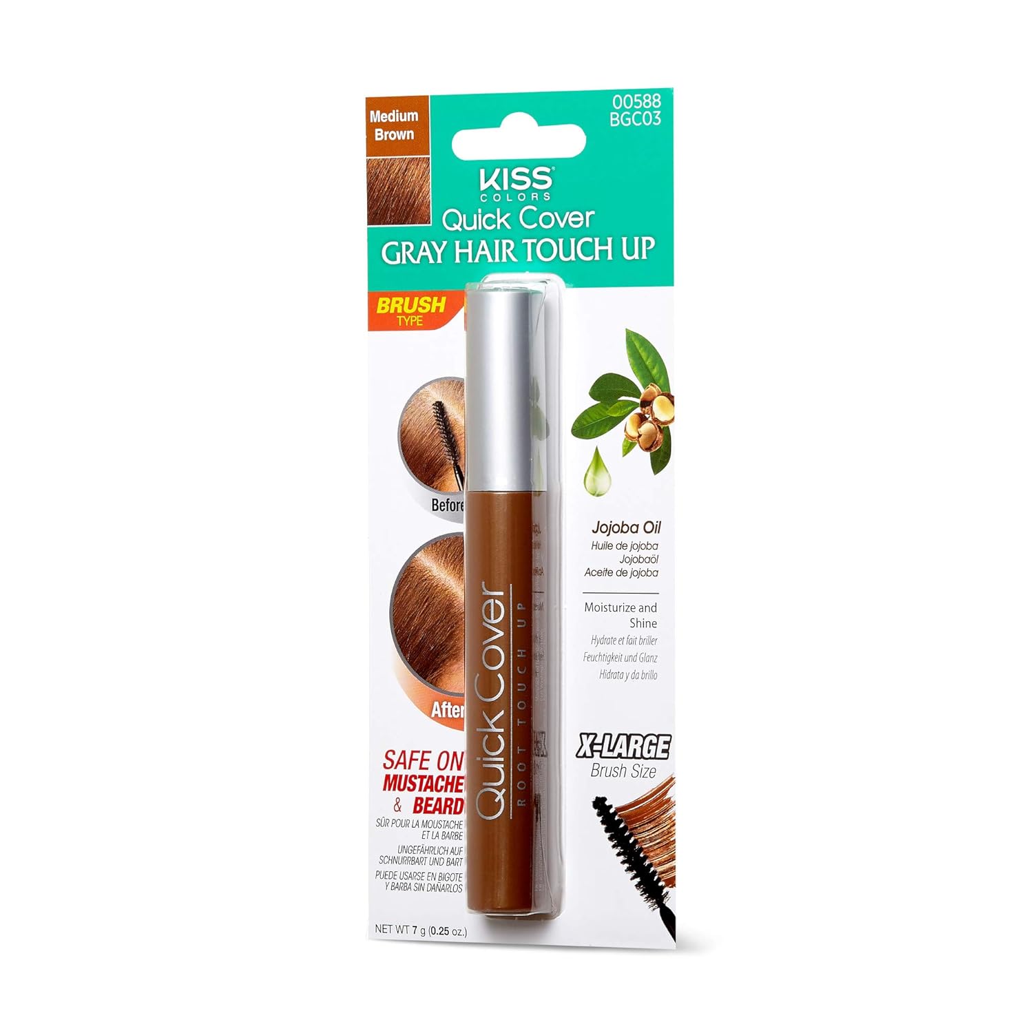 Kiss Quick Cover Brush-in Color Touch up Medium Brown BGC03 : Hair Coloring Brushes And Combs : Beauty
