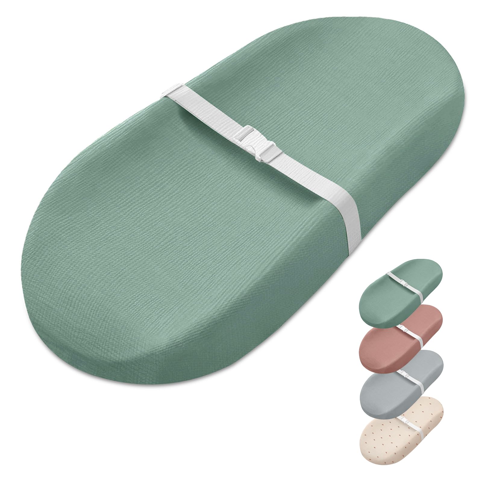 Photo 1 of Blissful Diary Muslin Baby Changing Pad with Waterproof Lining Foam, Diaper Changing Table Pad with Cover for Dressers (Roman Green, Avocado)