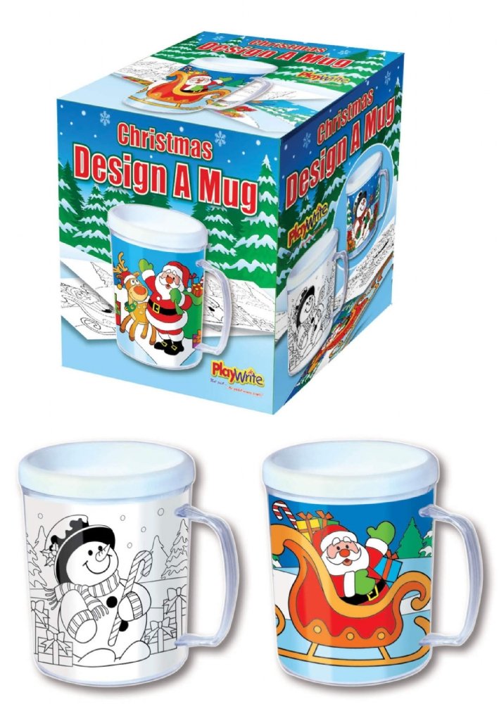 Playwrite Christmas Colour-Your-Own Mug for Kids – Creative Family Craft Set | Fun Holiday Activity for Boys & Girls | Safe Plastic Reusable Mug, Ideal Xmas Gift or Stocking Filler