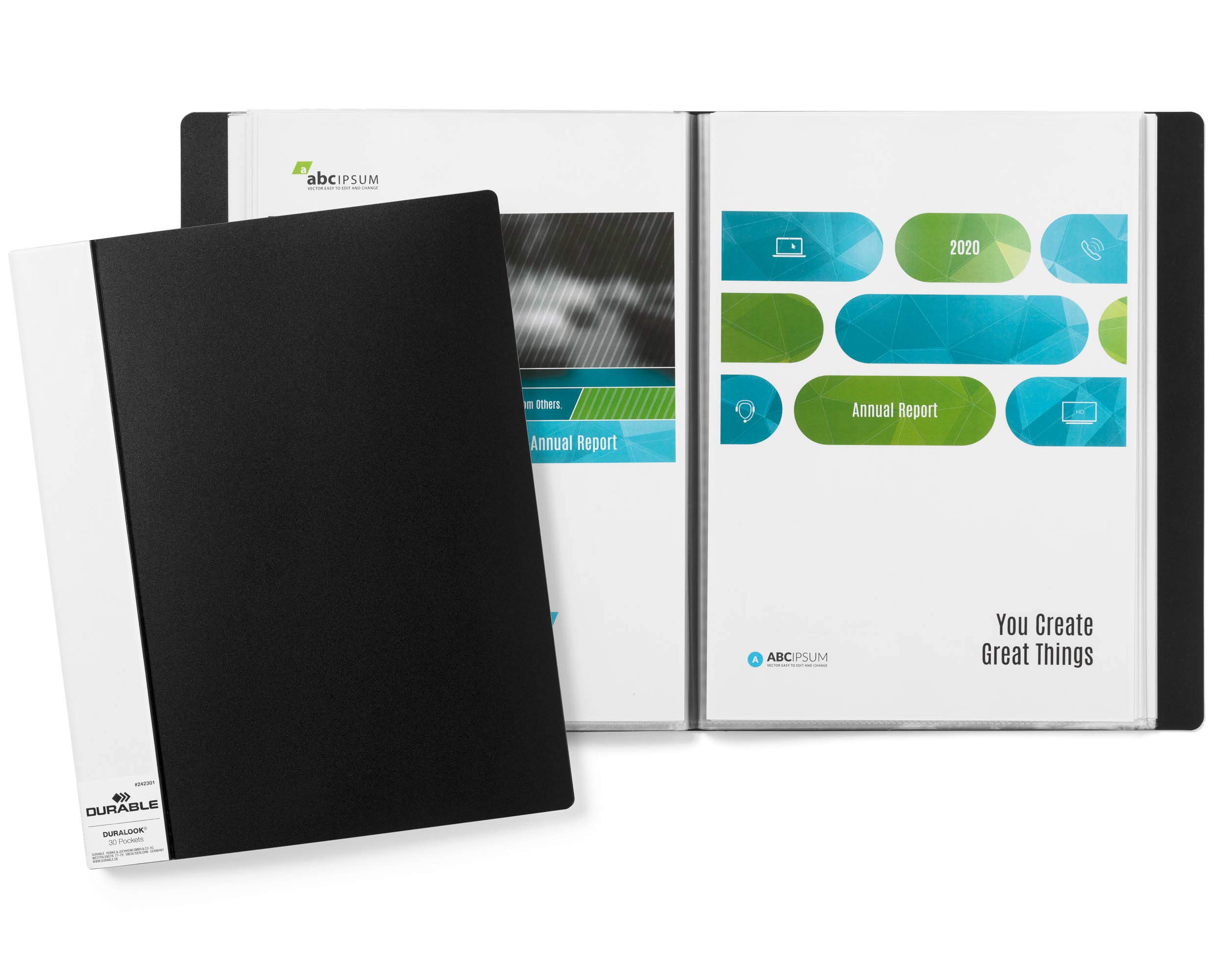 Durable Duralook 242301 Display Book for A4 with 30 Sleeves 20 mm Spine Black