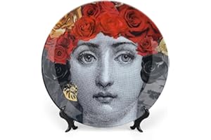 SPDIUV Lina Cavalieri Plate, Wall Decorative Plate, Mysterious Face Plate Wall Hanging Decoration,Including Bracket and Special Spring Hook,J (11),10inch