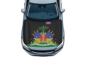 Qpednta Car Hood Cover Easy to Install Haiti Flag Car Hood Cover Protector Elastic Fabrics Can be Washed Stretch Polyester Fabric Covers Personalized Suitable for Cars