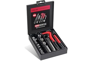 Kolvoii M10X1.25 Thread Repair Kit, Metric Helicoil Kit with HSS Drill Bit, Thread Inserts, Tap & Break-Off Tool, Complete Rethreading Set with Carry Case