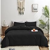 KAREVER Black Comforter Queen Fluffy Bedding Set Solid Dark Color Soft Durable Queen Blanket Women 3 Pieces Breathable Lightweight Black Comforter Set Queen Size
