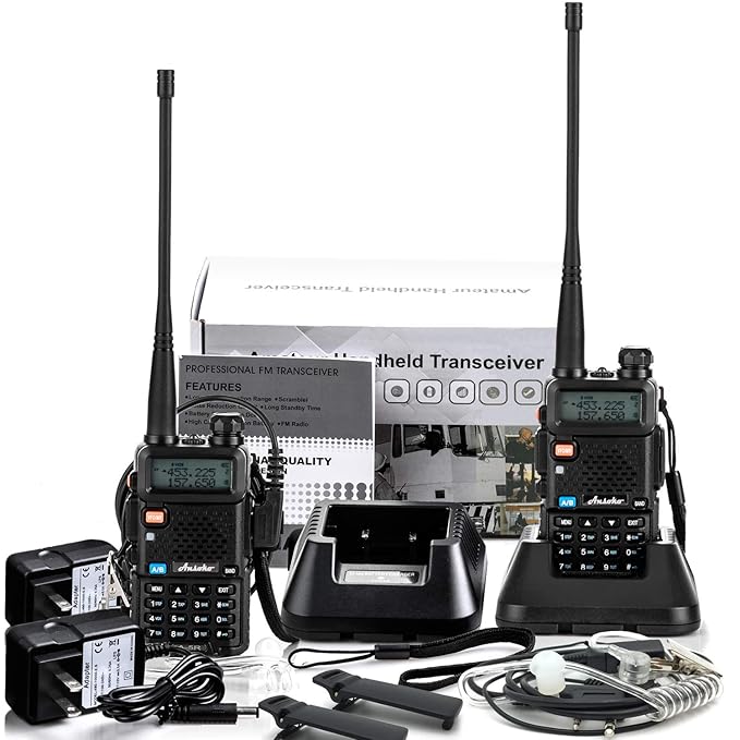 Ansoko Two Way Radio with Acoustic Tube Earpiece Dual Band walkie