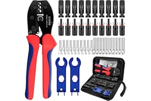 Makerfire Solar Crimper Tool - Solar Panel Cable Installation Kit with 1PCS Solar Crimper, 10 Pairs of Connectors,1Pair Spanner Wrench Tool for 2.5/4/6mm² Solar PV Cable -Black.