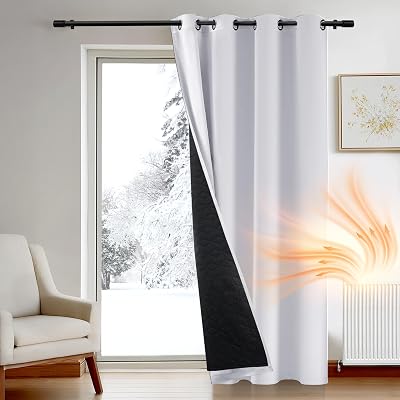 Deconovo Thermal Door Curtains 84 Inch Drop Eyelet Silver Grey 1 Panel