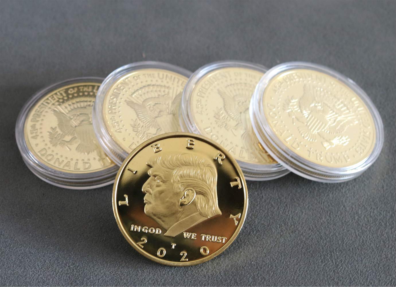 5 Pcs 2020 Donald Trump Commemorative Coin, Gold Plated President Eagle Seal Collection, Patriot Gift