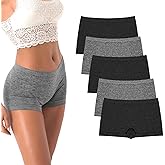 R RUXIA Women's Boyshorts Underwear Seamless Boy Shorts Panties Soft Stretch Boxer Briefs 5 Packs(Regular & Plus Size)