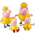 Peppa Pig Peppa’s Adventures Peppa’s Family Rainy Day Figure 4-Pack Toy Includes 4 Pig Family Figures in Raincoats, Ages 3 and up