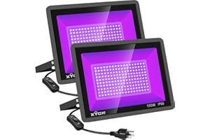 XYCN 2 Pack 150W Black Light Flood Light, Blacklight with Plug, IP66 Waterproof for Glow Party, Halloween, Neon Glow, Aquarium,Fluorescent Poster,Body Paint,Glow in The Dark