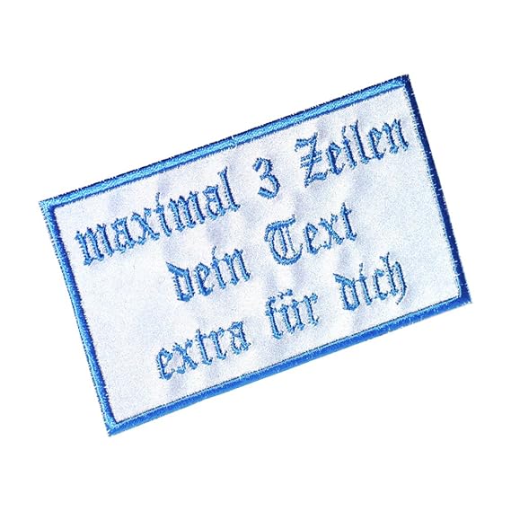 Reflektierender rechteckiger Aufnäher Rec1 mit Reflektorstoff - für Deinen Wunschtext - viele Farben und Größen zur Auswahl -