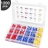 Eventronic 1200pcs Insulated Electrical Wiring Terminals Wire Terminal Crimp Connector Kit with 18 Size Assortment Terminal Set