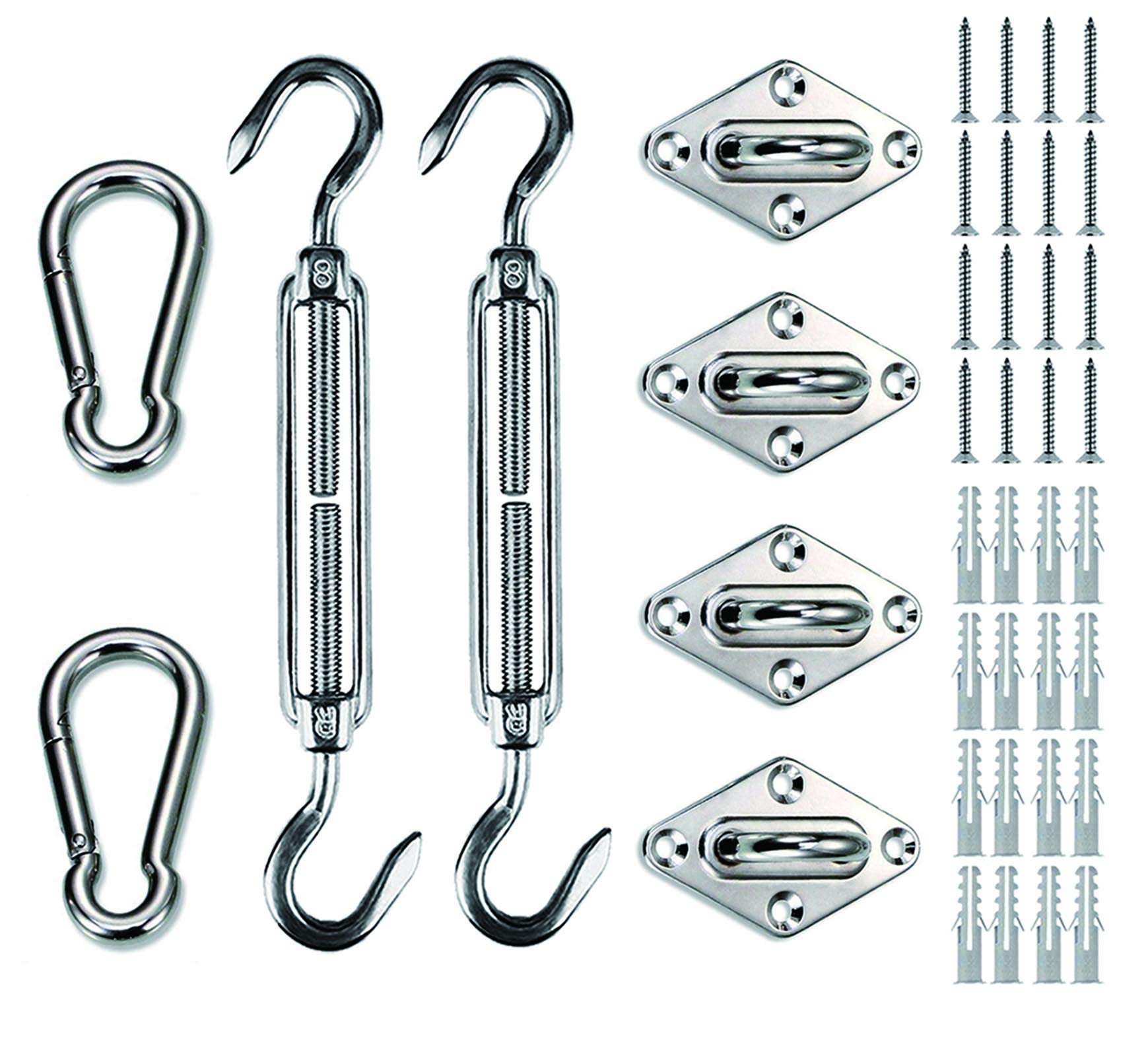 Photo 1 of LOVE STORY Shade sail Hardware Kit for Rectangle Heavy Duty Sun Shade sail Installation 8 Inches Stainless Steel for Deck Garden Lawn Patio