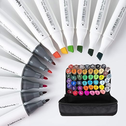 48 Set Color Graphic Drawing Painting Art Dual Tip Sketch Pen Twin Marker Coloring Highlighting Underlining Set Carry Bag Amazon Ca Home Kitchen