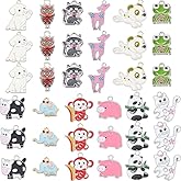 SUNNYCLUE 36Pcs Assorted Enamel Charms Gold Plated Animal Cat Panda Cow Dog Charms Pendants for Jewelry Making Necklace Earrings Bracelet Craft Findings