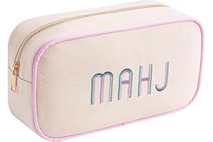 RSRSLEII Empty Mahjong Tiles Bag, Suitable for 1.2 "(30mm) Standard Size American Mahjong Tiles, Canvas Mahjong Tile Bag with Zipper, Mahjong Case, Case Only (01Pink)