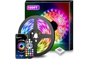 Nexillumi Led Lights for Bedroom 100ft Music Sync Color Changing Led Strip Lights Smart with Remote and App Control Built-in Mic for Party Home Room Decor Luces LED para Cuarto