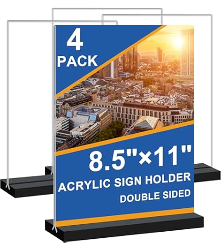 Duomi-Acrylic Sign Holder 8.5 X 11 Inch, 2 Pack Vertical Double Side Plastic Clear Sign Holder Acrylic Paper Holder Sign Holders, Menu Picture Frame Flyer Document Holder Display Stand For Table Top