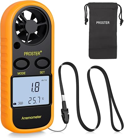 Proster Anemometer Handheld Wind Speed Meter with Backlight LCD and Temp