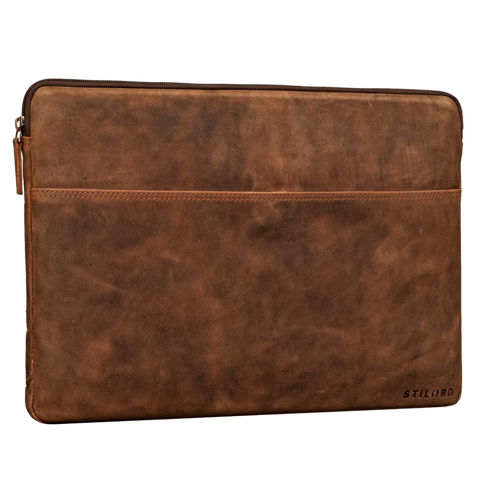 STILORD "Murphy" Laptop Sleeve 15.6 inch Leather Vintage Case Cover for MacBook 16 inch and 15 inch Notebook Document Folder Organizer Colour:aneto - Brown