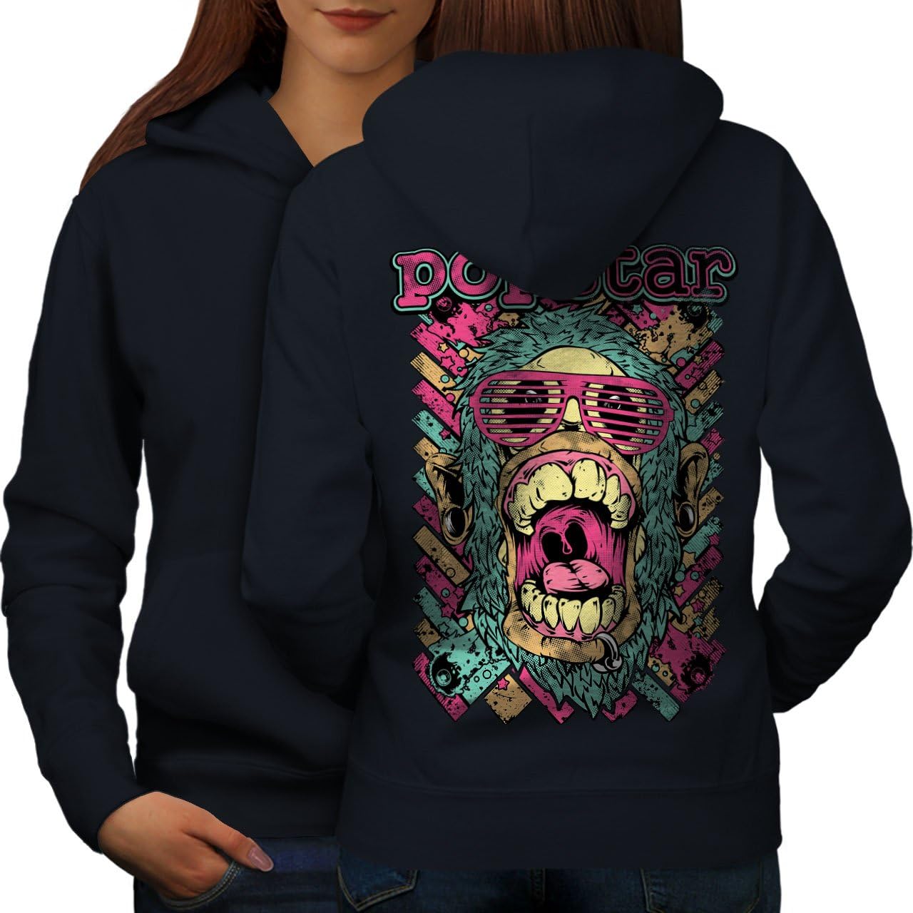 wellcoda Popstar Funky Fashion Womens Hoodie, Swag Print on