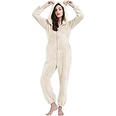 COZYPOIN Womens Fleece Onesies Pajamas Fuzzy Sherpa Adult Hooded One Piece Onesie Winter Romper Flannel Loungewear Sleepwear