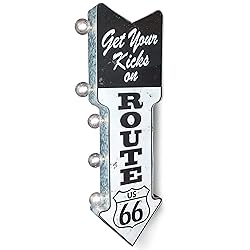 Route 66 Double-Sided Marquee Sign With Vintage