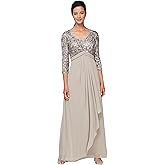 Alex Evenings Womens Long Lace Top Empire Waist Dress