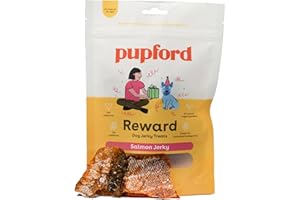 Pupford Salmon Jerky Treats for Dogs for Large & Small Dogs of All Ages | Made in USA, 100% Real Meat & No Fillers | Dogs Love These Tasty Dog Snacks (Salmon 4 oz)