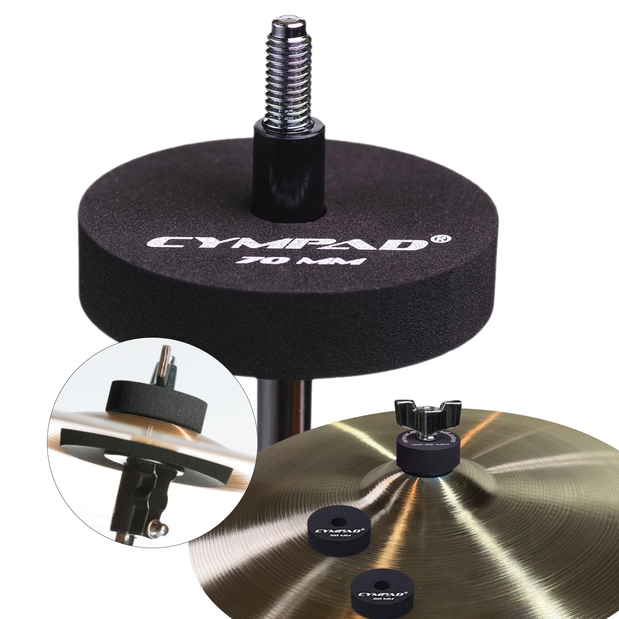 Cympad Moderator – Set of 2 cushions of 70 mm for cymbals – Reduces sustain and overtones – Foam washers for sound control in the studio, rehearsals, and live performances