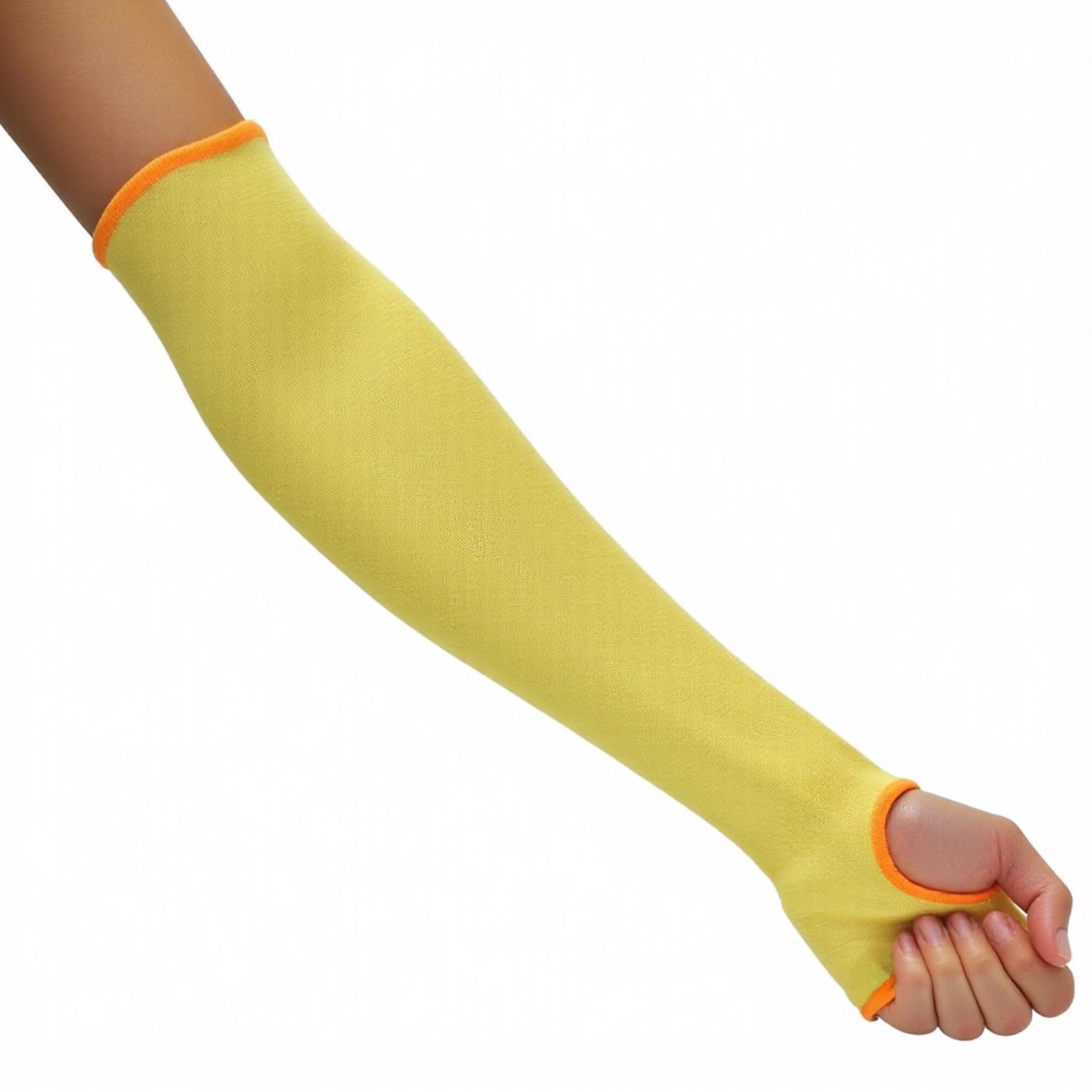 G & F 58123-6 Kevlar Knit Sleeve with Thumb Slot, 18", Yellow (Pack of 6)