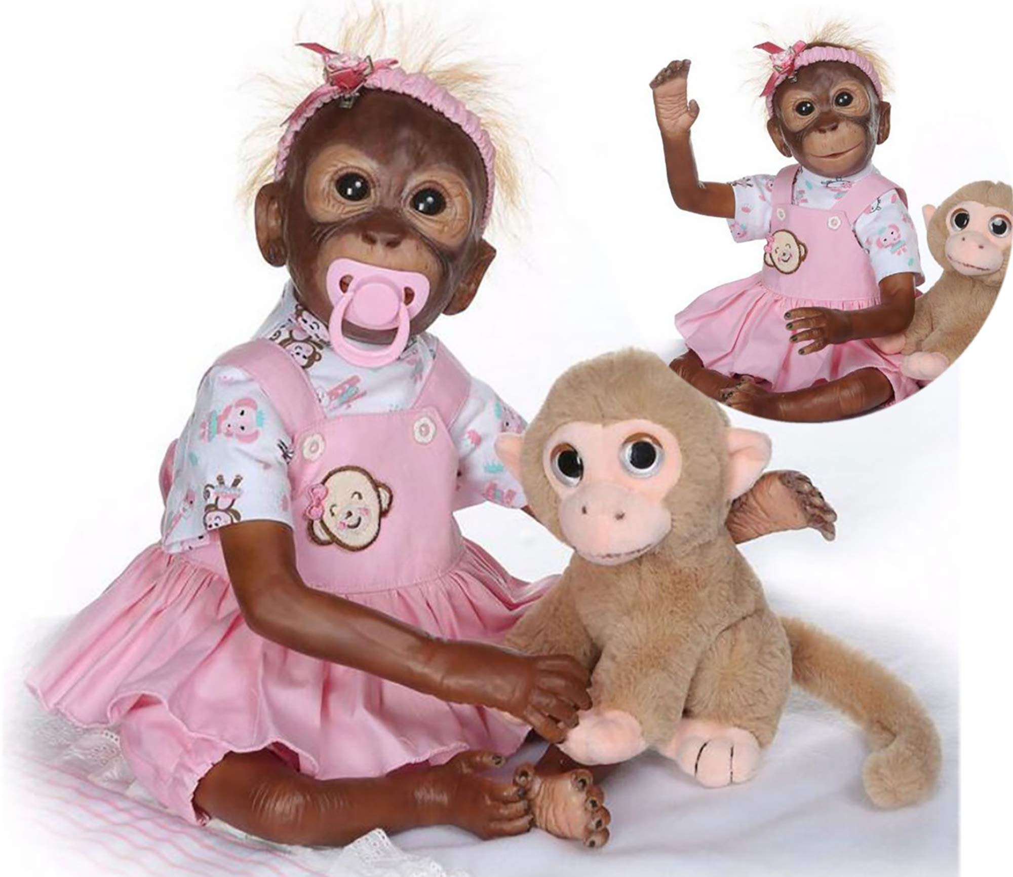 ZIYIUI Reborn Monkey Dolls Realistic Reborn Dolls Girls 21inch 52cm Soft Silicone Vinyl Newborn Baby Monkey