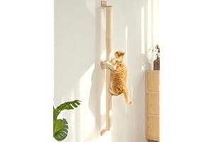 FUKUMARU Cat Wall Scratcher, 60" Tall Wall Mounted Kitten Scratching Post, Sturdy Sisal Climbing Tree for Indoor Large Cats