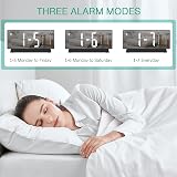 ORIA 7.8" LED Mirror Projection Alarm Clock 180° Rotatable USB Charger Snooze view 5
